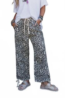 NEW AARON & AMBER high-rise cotton jogger pants in leopard